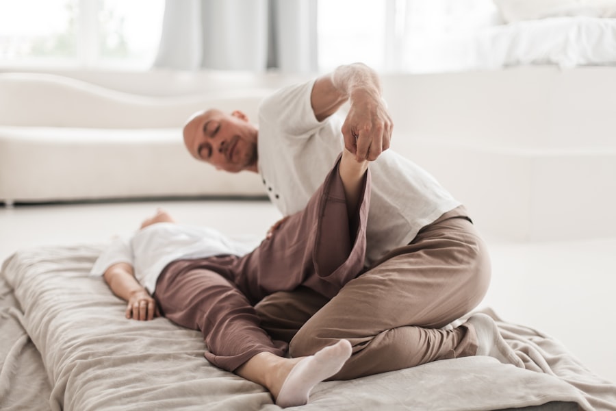 A woman easing a stiff neck with her hand