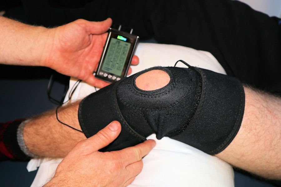 A knee support fitted with an electrotherapy unit